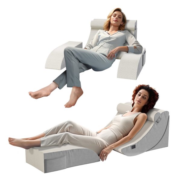 WOWMAX Bed Wedge Pillow Set for Surgery Recovery, Neck and Back Support