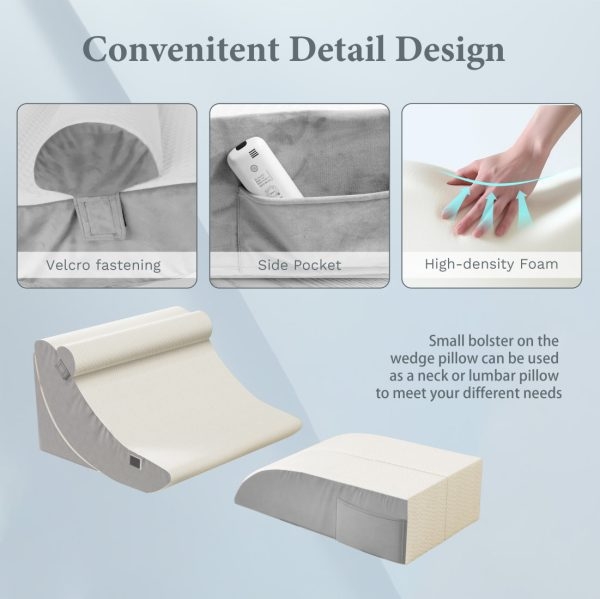 WOWMAX Bed Wedge Pillow Set for Surgery Recovery, Neck and Back Support - Image 10