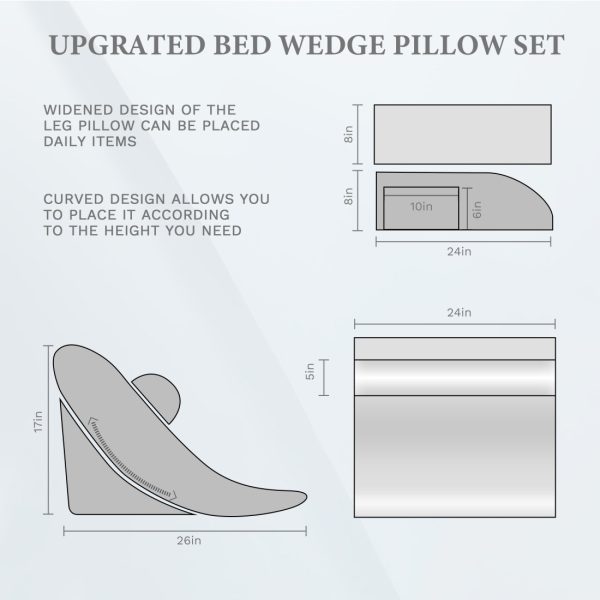 WOWMAX Bed Wedge Pillow Set for Surgery Recovery, Neck and Back Support - Image 13