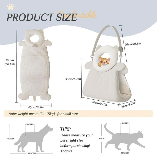 WOWMAX Soft Plush Cat Sling Carrier for Traveling & Shopping - Image 2
