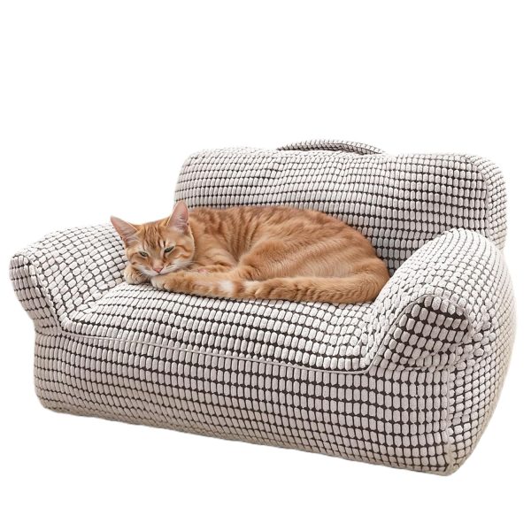 WOWMAX Modern Fluffy Cat & Small Dog Bed with Washable Cover