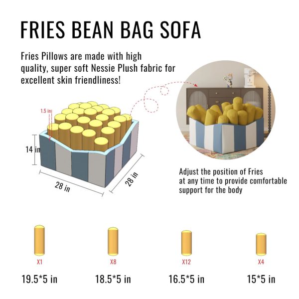WOWMAX French Fries Bean Bag Chairs Comfy Lounger - Image 4
