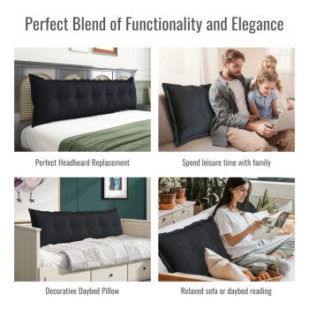 wowmax large flat body pillow black 1703