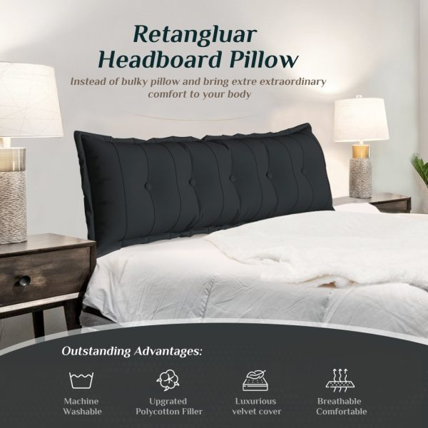 WOWMAX Large Headboard Reading Pillow Bolster Body Pillow Black - Image 12