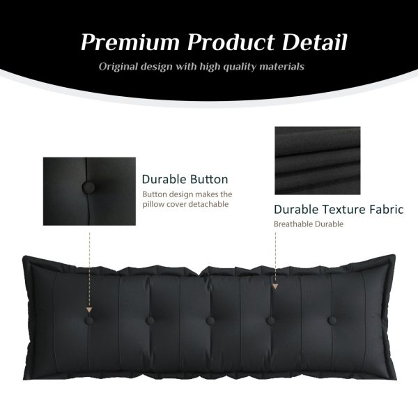 WOWMAX Large Headboard Reading Pillow Bolster Body Pillow Black - Image 13