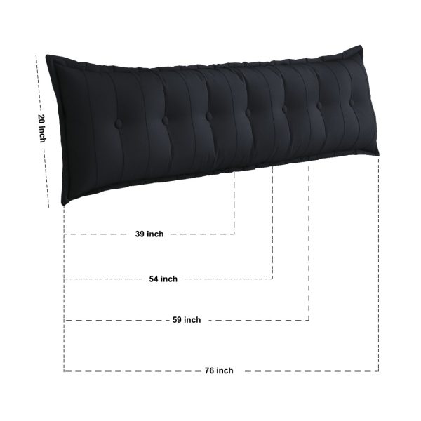 WOWMAX Large Headboard Reading Pillow Bolster Body Pillow Black - Image 14
