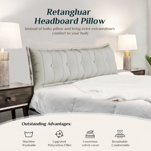 WOWMAX Large Headboard Reading Pillow Bolster Body Pillow Off-White - Image 7