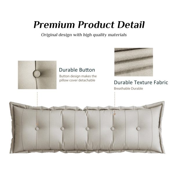 WOWMAX Large Headboard Reading Pillow Bolster Body Pillow Off-White - Image 9