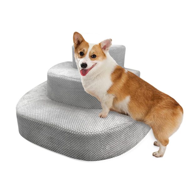 WOWMAX Corduroy Pet Stairs - Non-slip 3 Tiers for Easy Access