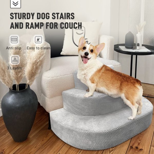 WOWMAX Corduroy Pet Stairs - Non-slip 3 Tiers for Easy Access - Image 5