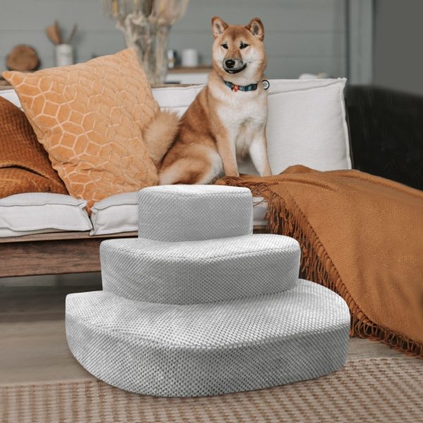 WOWMAX Corduroy Pet Stairs - Non-slip 3 Tiers for Easy Access - Image 6