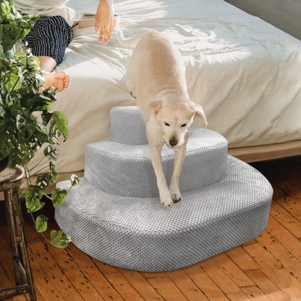 WOWMAX Corduroy Pet Stairs - Non-slip 3 Tiers for Easy Access - Image 7