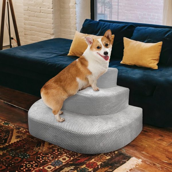 WOWMAX Corduroy Pet Stairs - Non-slip 3 Tiers for Easy Access - Image 8