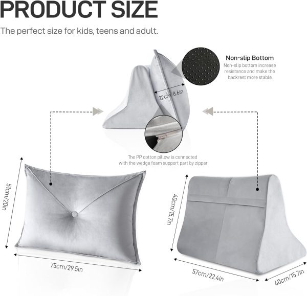 WOWMAX Self-Supporting Wedge Backrest Cushion for Reading - Image 3