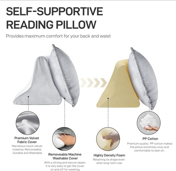 WOWMAX Self-Supporting Wedge Backrest Cushion for Reading - Image 4