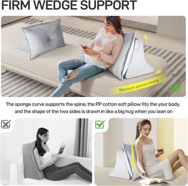 WOWMAX Self-Supporting Wedge Backrest Cushion for Reading - Image 5